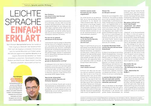 L-Bank-Magazin banknote, Interview mit Johannes Dreikorn zum Thema „Leichte Sprache einfach erklärt“